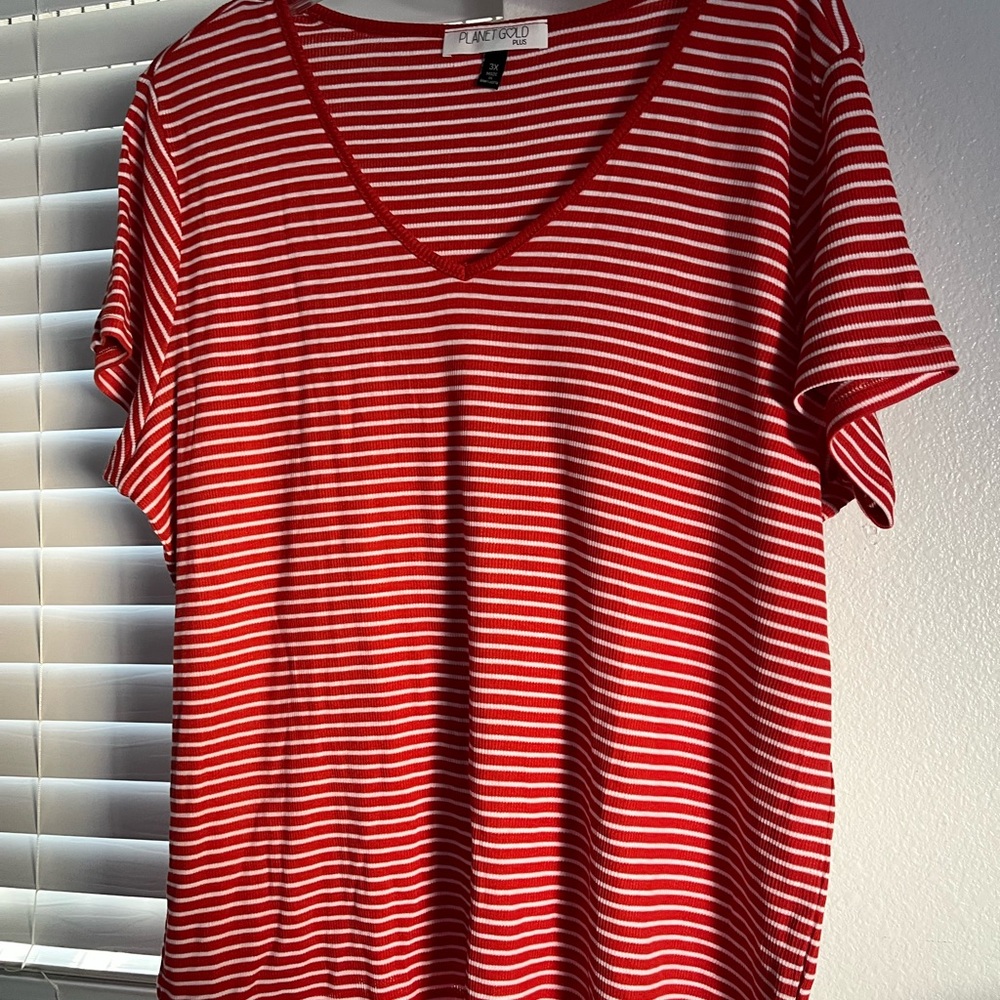 Planet Gold Red and White Striped Top